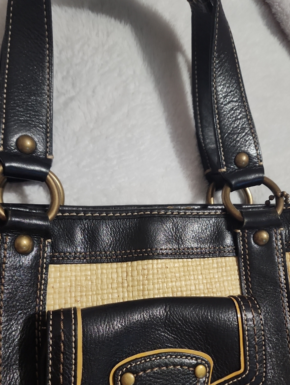Vintage Coach Legacy Straw and Leather Tote 2005 EUC - Picture 10 of 16